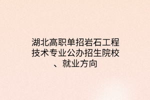 湖北高職單招巖石工程技術(shù)專業(yè)公辦招生院校、就業(yè)方向