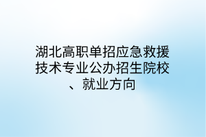 湖北高職單招應(yīng)急救援技術(shù)專業(yè)公辦招生院校、就業(yè)方向