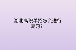 湖北高職單招怎么進(jìn)行復(fù)習(xí)？