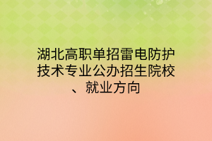 湖北高職單招雷電防護技術(shù)專業(yè)公辦招生院校、就業(yè)方向