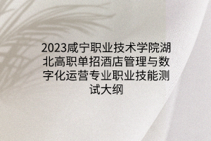 2023咸寧職業(yè)技術(shù)學(xué)院湖北高職單招酒店管理與數(shù)字化運營專業(yè)職業(yè)技能測試大綱