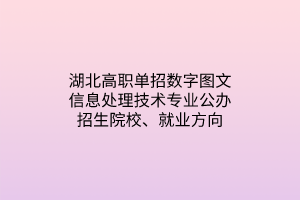 湖北高職單招數(shù)字圖文信息處理技術(shù)專業(yè)公辦招生院校、就業(yè)方向