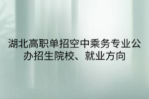 湖北高職單招空中乘務專業(yè)公辦招生院校、就業(yè)方向