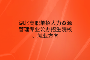 湖北高職單招人力資源管理專業(yè)公辦招生院校、就業(yè)方向