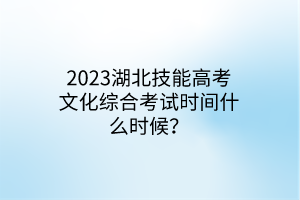 2023湖北技能高考文化綜合考試時間什么時候？