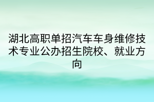 湖北高職單招汽車車身維修技術(shù)專業(yè)公辦招生院校、就業(yè)方向