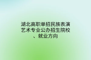 湖北高職單招民族表演藝術專業(yè)公辦招生院校、就業(yè)方向