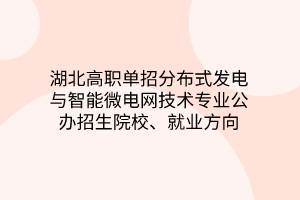 湖北高職單招分布式發(fā)電與智能微電網(wǎng)技術(shù)專業(yè)公辦招生院校、就業(yè)方向