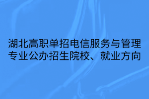 湖北高職單招電信服務(wù)與管理專業(yè)公辦招生院校、就業(yè)方向