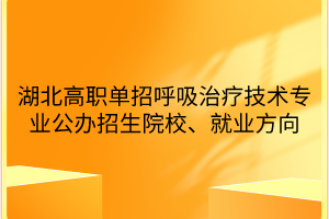 湖北高職單招呼吸治療技術(shù)專業(yè)公辦招生院校、就業(yè)方向