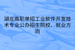 湖北高職單招工業(yè)軟件開發(fā)技術(shù)專業(yè)公辦招生院校、就業(yè)方向