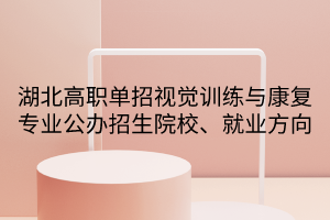 湖北高職單招視覺訓練與康復專業(yè)公辦招生院校、就業(yè)方向