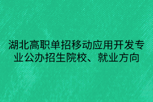 湖北高職單招移動(dòng)應(yīng)用開發(fā)專業(yè)公辦招生院校、就業(yè)方向