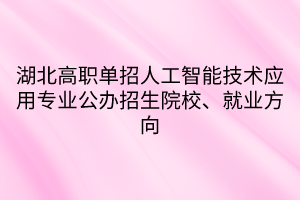 湖北高職單招人工智能技術(shù)應(yīng)用專業(yè)公辦招生院校、就業(yè)方向