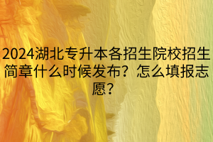 2024湖北專升本各招生院校招生簡(jiǎn)章什么時(shí)候發(fā)布？怎么填報(bào)志愿？(1)