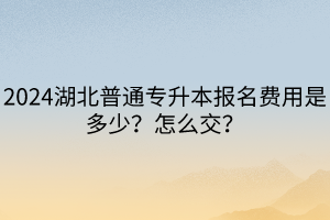 2024湖北普通專升本報名費(fèi)用是多少？怎么交？