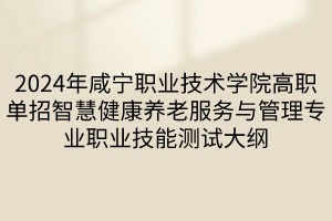 2024年咸寧職業(yè)技術學院高職單招智慧健康養(yǎng)老服務與管理專業(yè)職業(yè)技能測試大綱