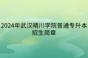 2024年武漢晴川學(xué)院普通專升本招生簡章(1)