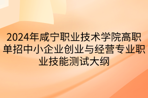 2024年咸寧職業(yè)技術(shù)學(xué)院高職單招中小企業(yè)創(chuàng)業(yè)與經(jīng)營(yíng)專業(yè)職業(yè)技能測(cè)試大綱