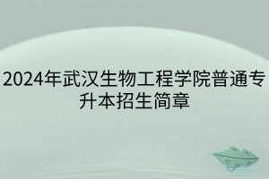 2024年武漢生物工程學院普通專升本招生簡章