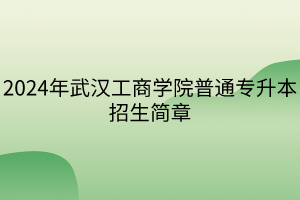 2024年武漢工商學(xué)院普通專升本招生簡章(1)