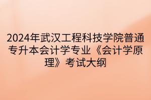 2024年武漢工程科技學(xué)院普通專升本會計學(xué)專業(yè)《會計學(xué)原理》考試大綱(1)