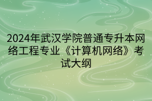 2024年武漢學(xué)院普通專升本網(wǎng)絡(luò)工程專業(yè)《計算機網(wǎng)絡(luò)》考試大綱(1)