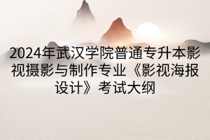 2024年武漢學院普通專升本影視攝影與制作專業(yè)《影視海報設(shè)計》考試大綱(1)