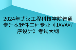 2024年武漢工程科技學(xué)院普通專升本軟件工程專業(yè)《JAVA程序設(shè)計》考試大綱(1)