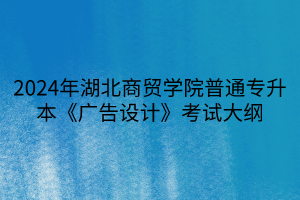 2024年湖北商貿(mào)學院普通專升本《廣告設計》考試大綱(1)