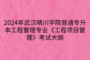 2024年武漢晴川學(xué)院普通專升本工程管理專業(yè)《工程項(xiàng)目管理》考試大綱(1)