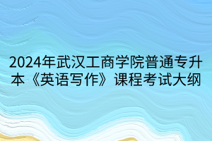 2024年武漢工商學(xué)院普通專升本《英語寫作》課程考試大綱