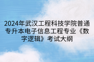 2024年武漢工程科技學院普通專升本電子信息工程專業(yè)《數(shù)字邏輯》考試大綱(1)