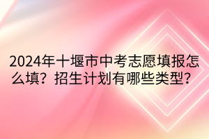 2024年十堰市中考志愿填報怎么填？招生計劃有哪些類型？