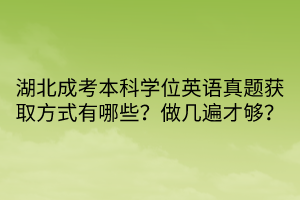 湖北成考本科學(xué)位英語真題獲取方式有哪些？做幾遍才夠？
