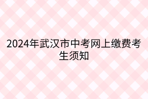 2024年武漢市中考網上繳費考生須知