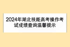 2024年湖北技能高考操作考試成績(jī)查詢(xún)溫馨提示