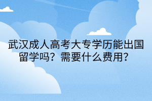 武漢成人高考大專學(xué)歷能出國留學(xué)嗎？需要什么費用？