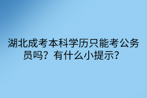 湖北成考本科學(xué)歷只能考公務(wù)員嗎？有什么小提示？