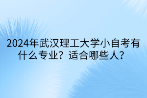 2024年武漢理工大學(xué)小自考有什么專業(yè)？適合哪些人？