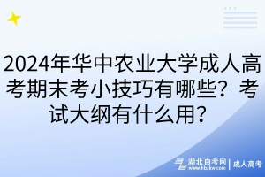 2024年華中農(nóng)業(yè)大學(xué)成人高考期末考小技巧有哪些？考試大綱有什么用？