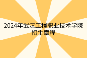 2024年武漢工程職業(yè)技術學院招生章程