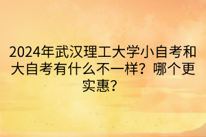 2024年武漢理工大學(xué)小自考和大自考有什么不一樣？哪個(gè)更實(shí)惠？