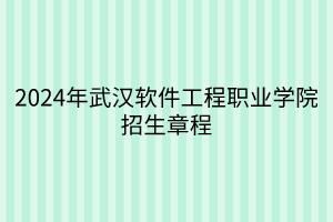 2024年武漢軟件工程職業(yè)學(xué)院招生章程