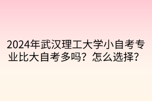 2024年武漢理工大學(xué)小自考專業(yè)比大自考多嗎？怎么選擇？