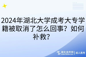 2024年湖北大學(xué)成考大專(zhuān)學(xué)籍被取消了怎么回事？如何補(bǔ)救？