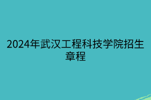 2024年武漢工程科技學院招生章程