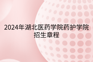 2024年湖北醫(yī)藥學(xué)院藥護(hù)學(xué)院招生章程