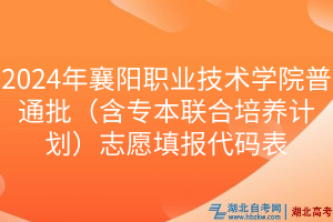 2024年襄陽職業(yè)技術(shù)學(xué)院普通批（含專本聯(lián)合培養(yǎng)計(jì)劃）志愿填報(bào)代碼表