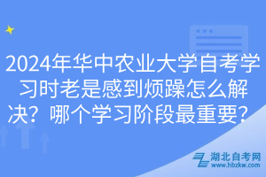 2024年華中農(nóng)業(yè)大學自考學習時老是感到煩躁怎么解決？哪個學習階段最重要？